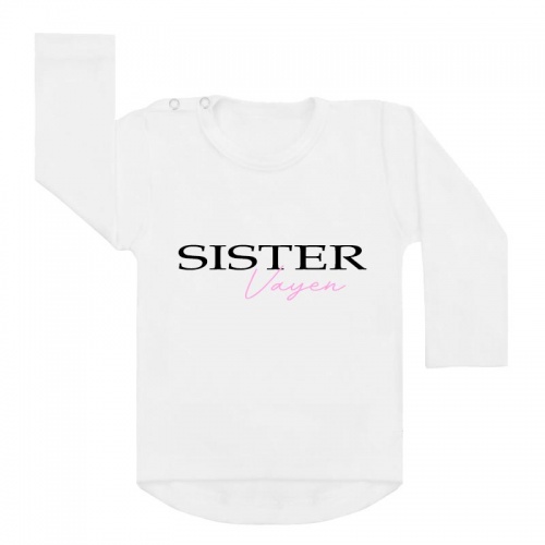 Sister en naam shirt wit
