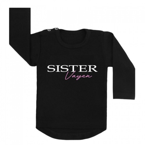 Sister en naam shirt zwart