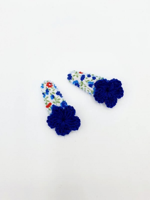 Baby haarspeldjes blauwe bloemen
