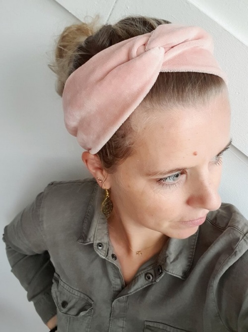 Mama turban haarband roze velvet